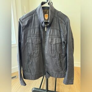 BOSS Orange Navy Waxed Cotton Motorcycle Jacket - Medium